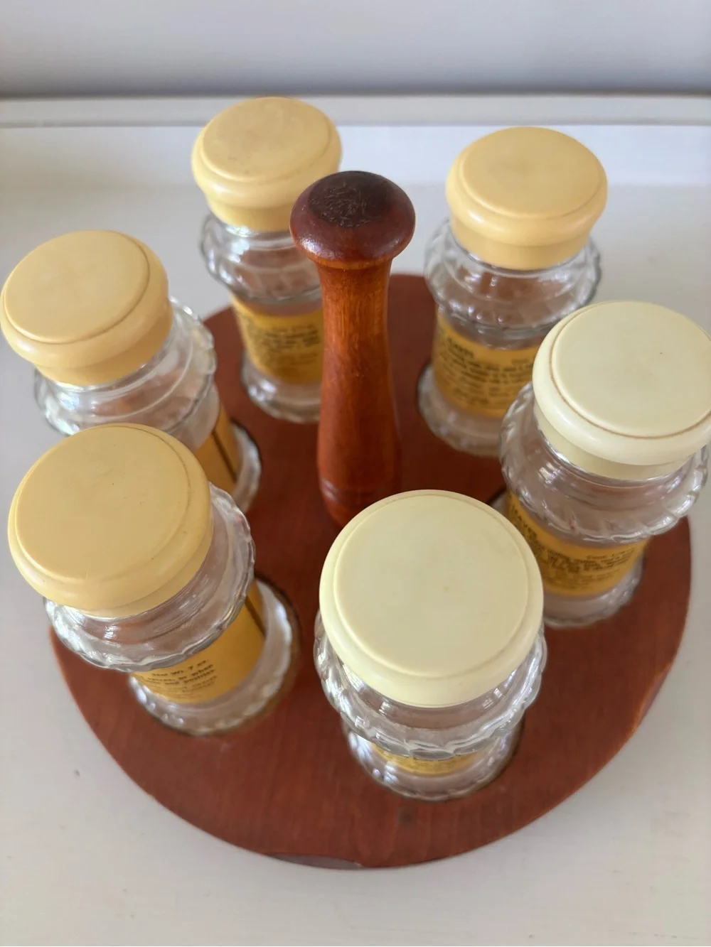 Vintage Spice Jar Set with Yellow Labels